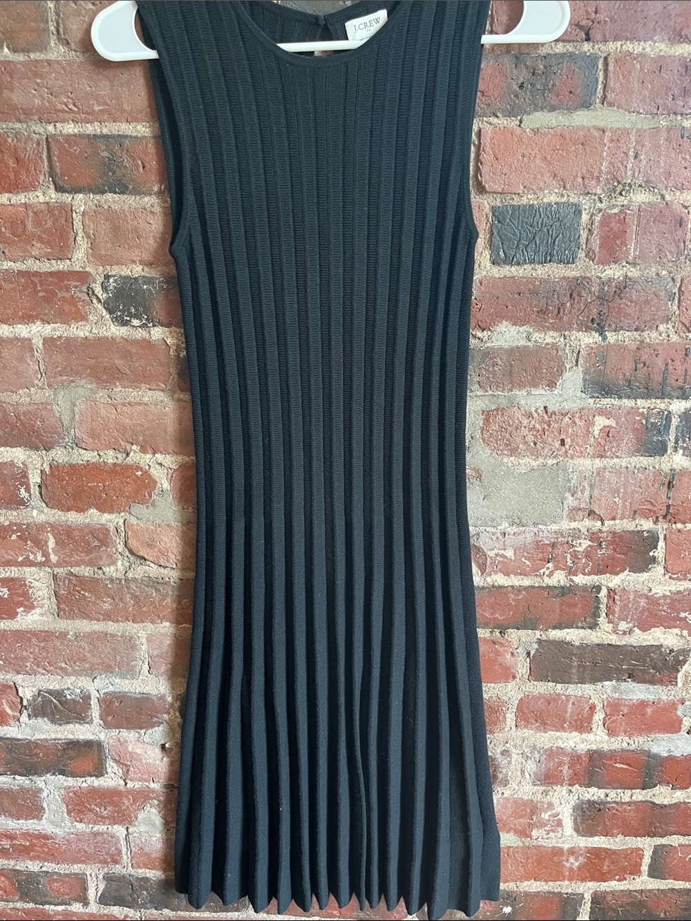 NWT J. Crew Black Sleeveless Ribbed Pleated Midi Dress